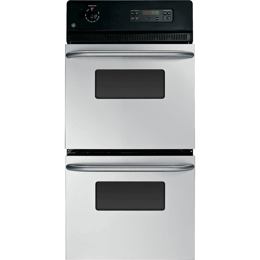 GE - 24" Built-In Double Electric Wall Oven - Stainless Steel - Front_Zoom