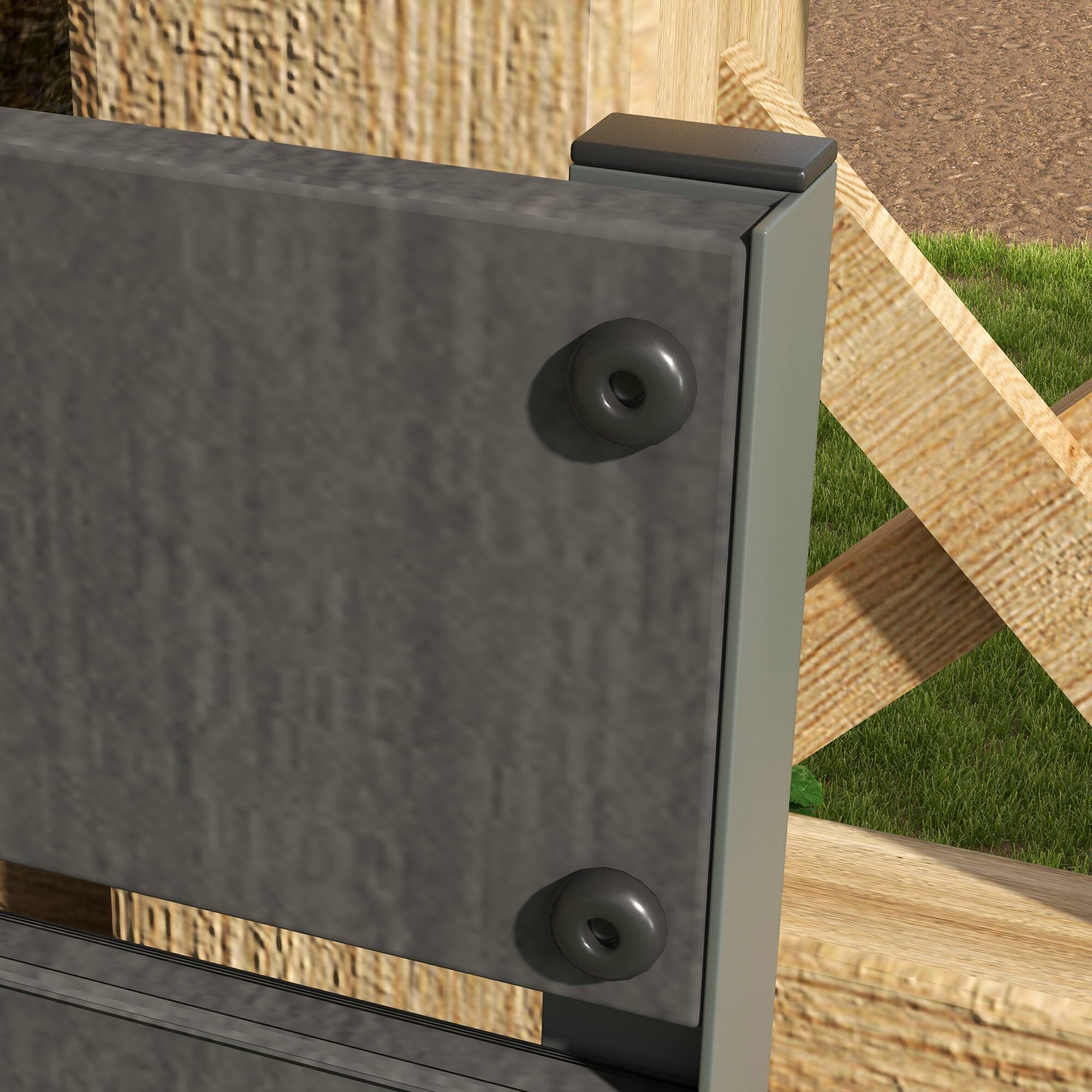 Alt View 8. Outsunny - Planter for Climbing Plants, Raised Garden Bed with Trellis, Planter Box for Outdoor Garden - Dark Gray.