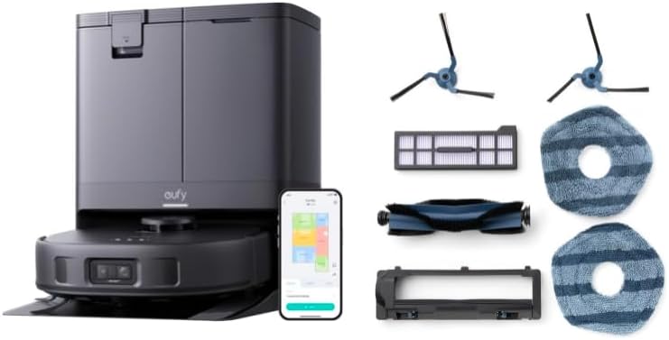 Front. eufy - eufy X10 Pro Omni Robot Vacuum and Mop Combo, 8,000 Pa Suction + Official Replacement Parts Kit - black.
