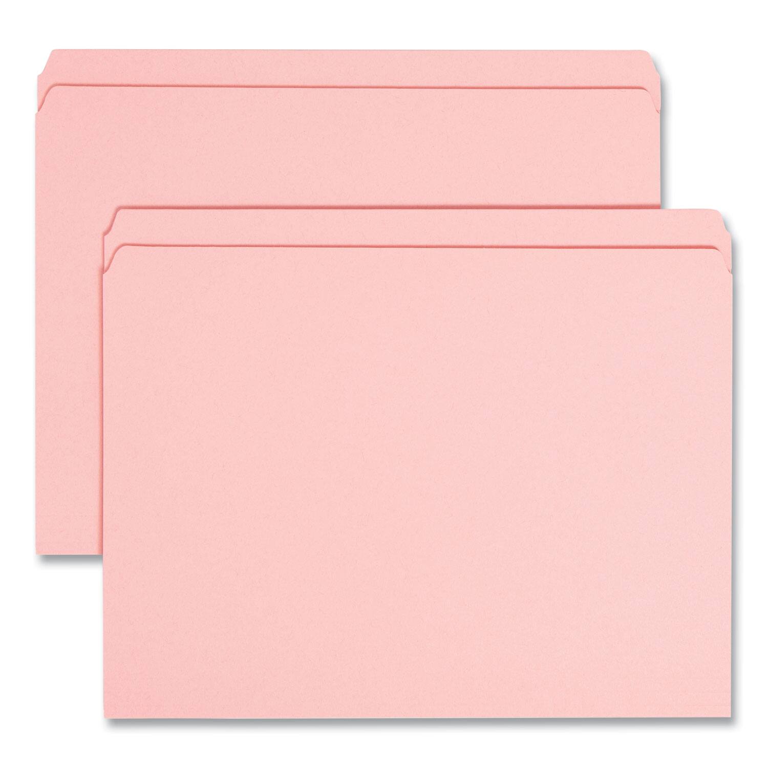Front. Smead Manufacturing - Reinforced Top Tab Colored File Folders, Straight Tabs, Letter Size, 0.75" Expansion, Pink, 100/Box.