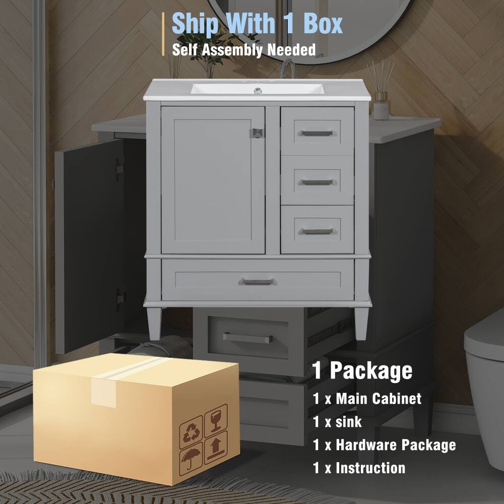 Ship With 1 Box  
Self Assembly Needed  

1 Package  
1 x Main Cabinet  
1 x Sink  
1 x Hardware Package  
1 x Instruction