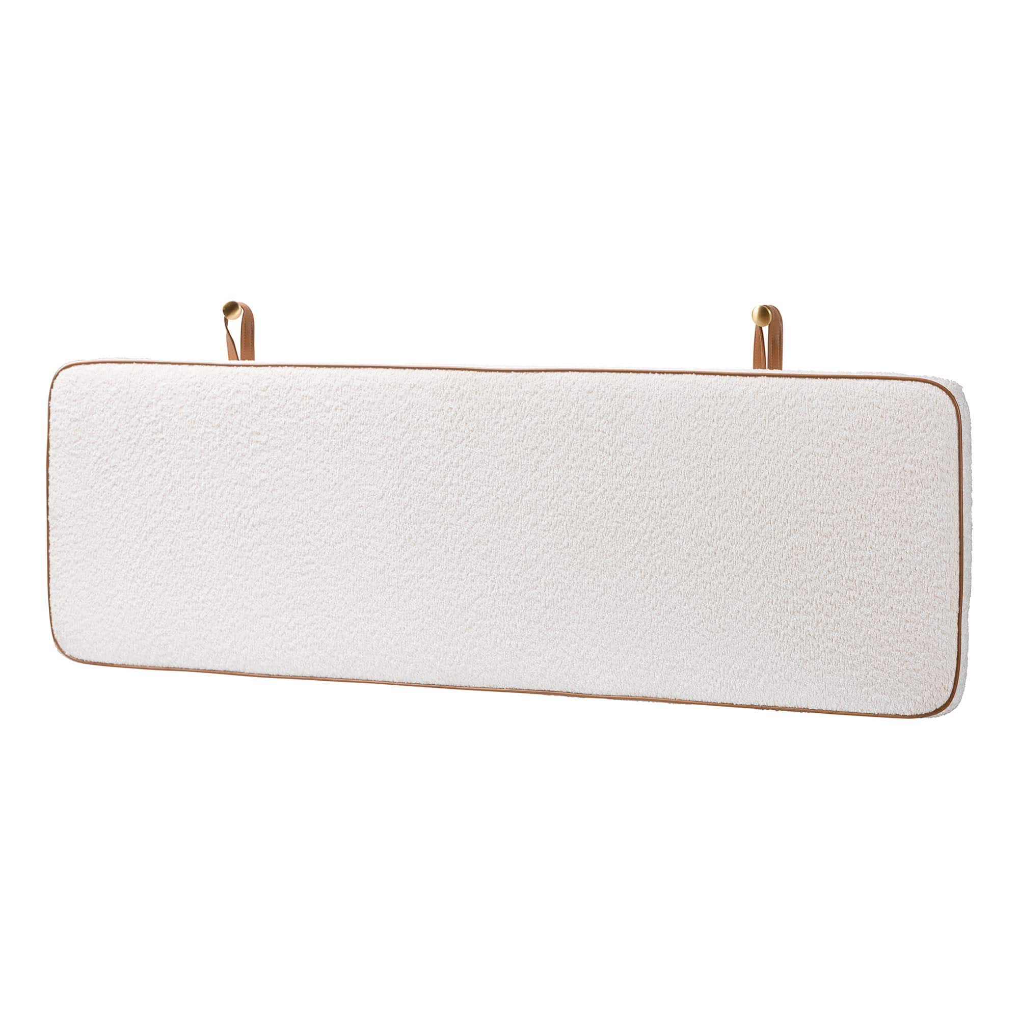 Baxton Studio - Belden Boucle Upholstered Wall-Mounted Headboard - Padded Cushion Panel with Faux Leather Piping, Queen - White/Tan price history on PriceWatchPro
