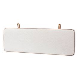 Baxton Studio - Belden Boucle Upholstered Wall-Mounted Headboard - Padded Cushion Panel with Faux Leather Piping, Queen - White/Tan