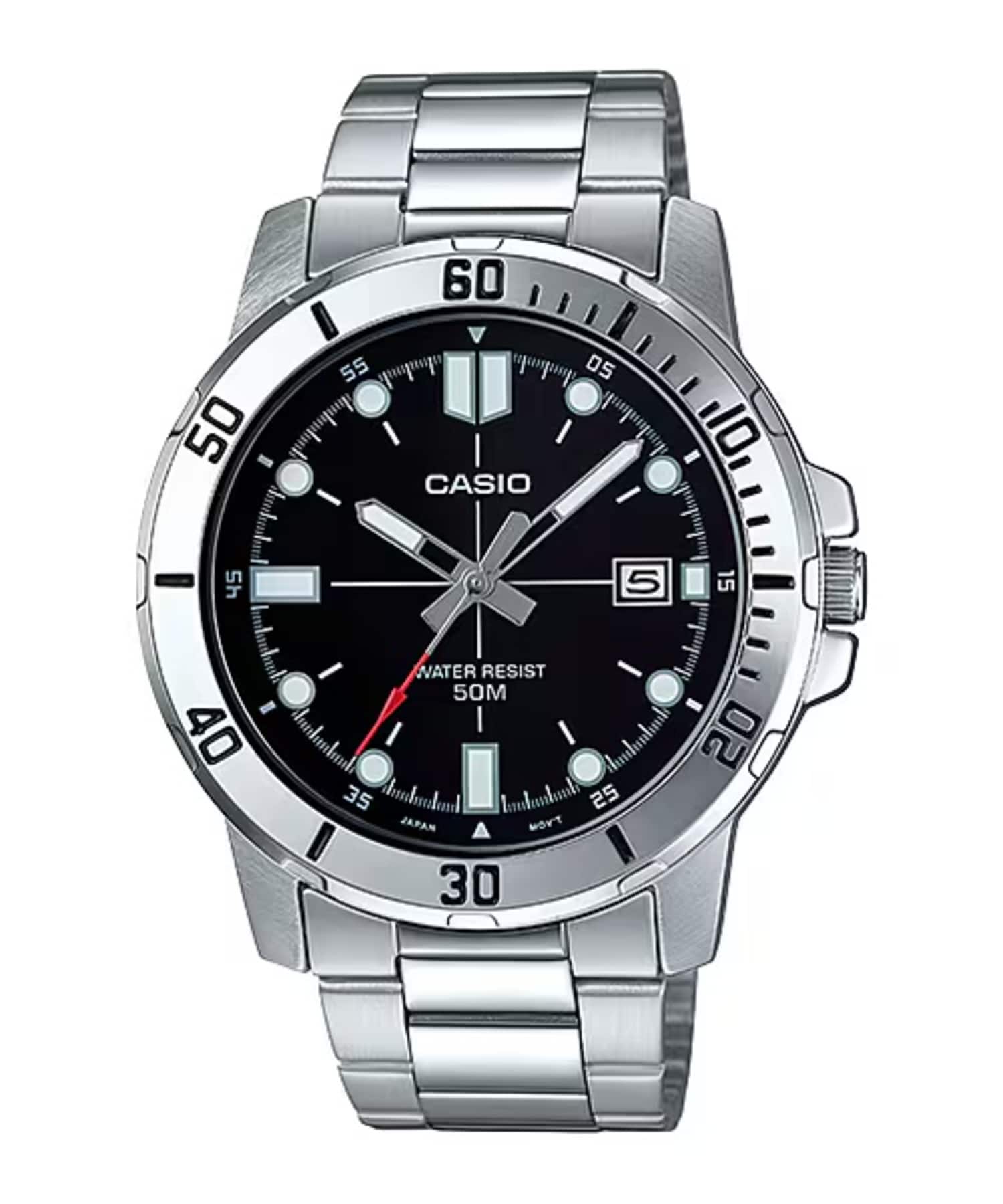 Sure, here is the corrected and grouped text from the image:

- CASIO
- WATER RESIST 50M
- JAPAN
- 60
- 55
- 50
- 45
- 40
- 35
- 30
- 25
- 20
- 15
- 10
- 5
- 0
- 5
- 10
- 15
- 20
- 25
- 30
- 35
- 40
- 45
- 50
- 55
- 60