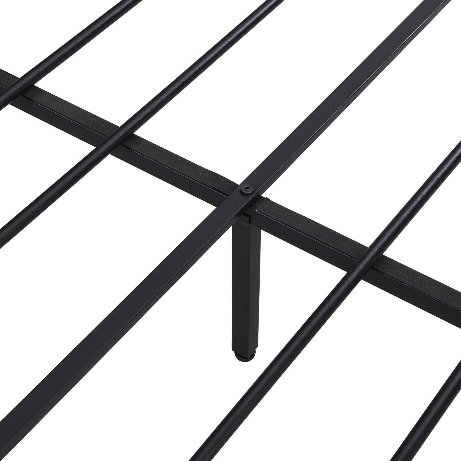 Alt View 9. Ecooso - Queen Size Metal Platform Bed Frame with Wood Headboard and Footboard, USB Port, Storage Space, No Box Spring Needed - Black.