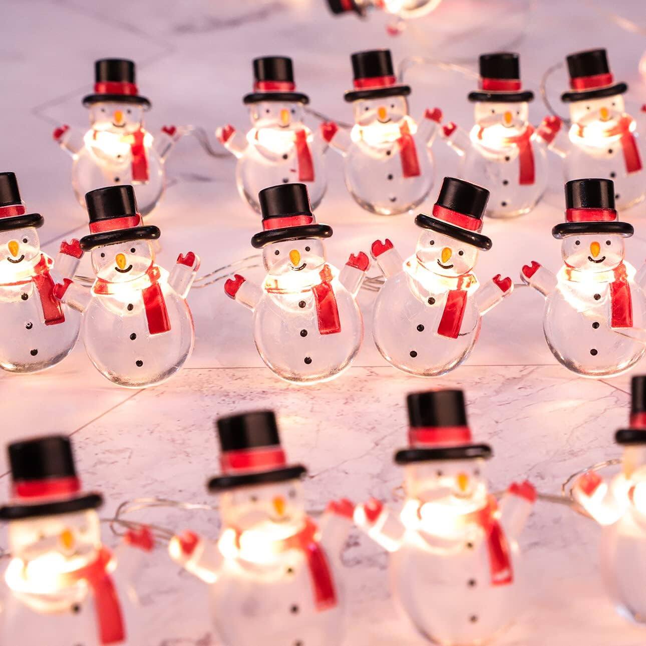 Front. Auledio - 1Pc Warm light Snowman Christmas String Lights 20 LED 6.56 Ft,for Kid's Room Kitchen Party Xmas Holiday Decor - Warm light.