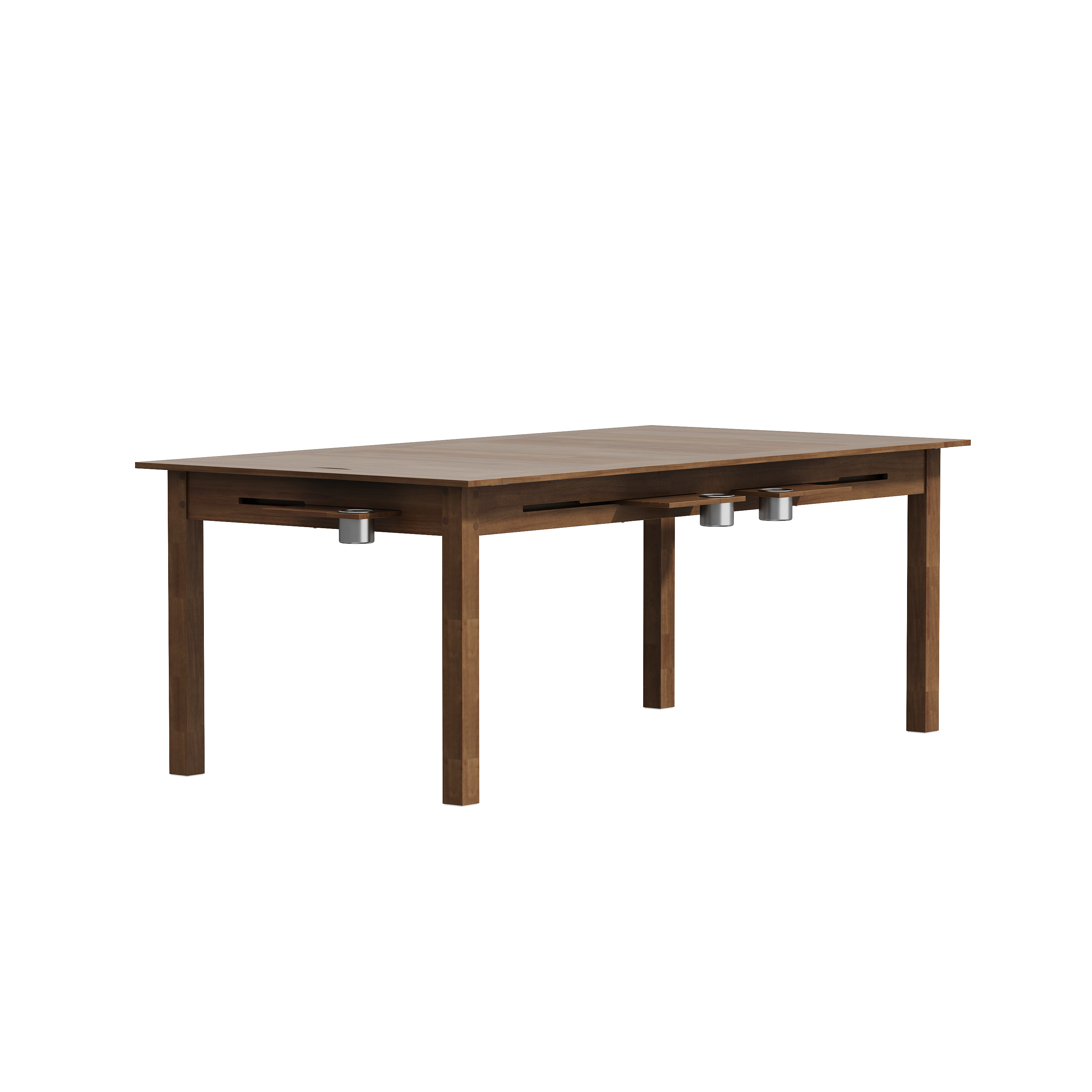Alt View 1. Famapy - 78.7"Solid Rubberwood Board Game Dining Table,2-in-1 Gaming Table with Slatted Storage Trays&Cup Holders Walnut Finish - Teak Brown.