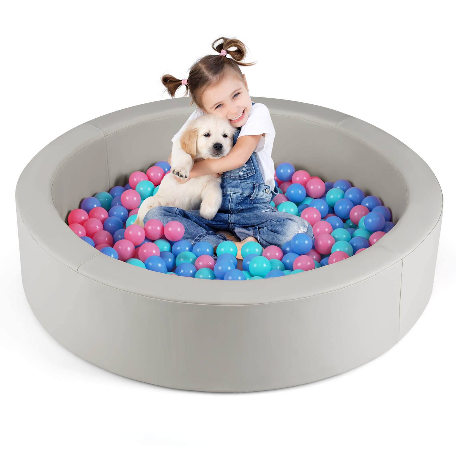 Alt View 9. Costway - Costway 42.5" Round Foam Ball Pits with 25D Sponge Filling Washable PU Cover for Kids Gift - Gray.