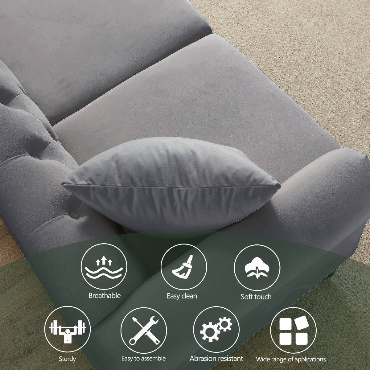 Breathable, Easy clean, Soft touch, Sturdy, Easy to assemble, Abrasion resistant, Wide range of applications