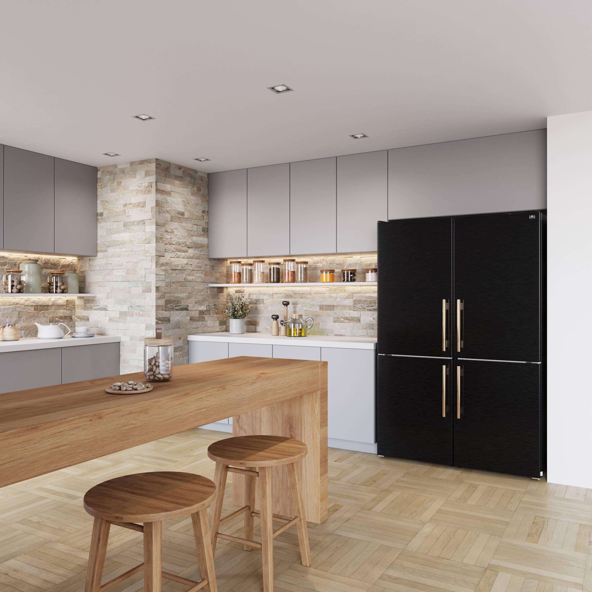 Alt View 8. Forno Appliances - Custodia 20.6 Cu. Ft. 48" Counter-Depth Side-by-Side Refrigerator Pair with Ice Maker and Total No Frost - Black - Black.