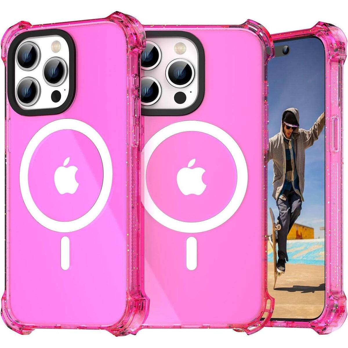 Front. Entronix - Entronix Magnetic Case for iPhone 15 Pro Max - Clear Bounce Frame for Ultimate Protection - Pink.