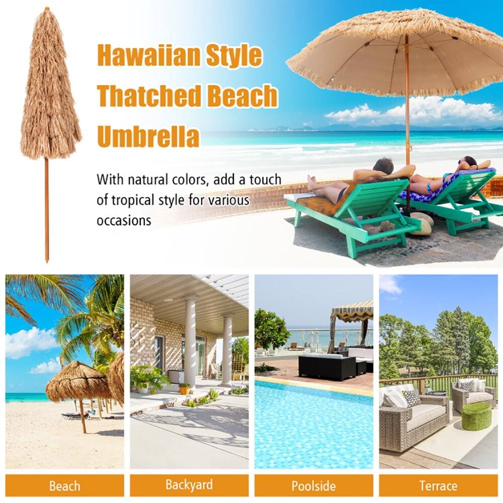 Hawaiian Style Thatched Beach Umbrella

With natural colors, add a touch of tropical style for various occasions

Beach  
Backyard  
Poolside  
Terrace