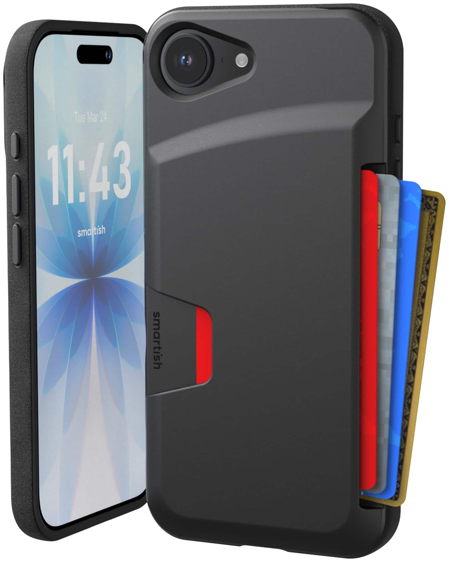 Smartish - iPhone 17e/16e Wallet Case - Wallet Slayer Vol 1 - Slim Card Holder Cover - Black
