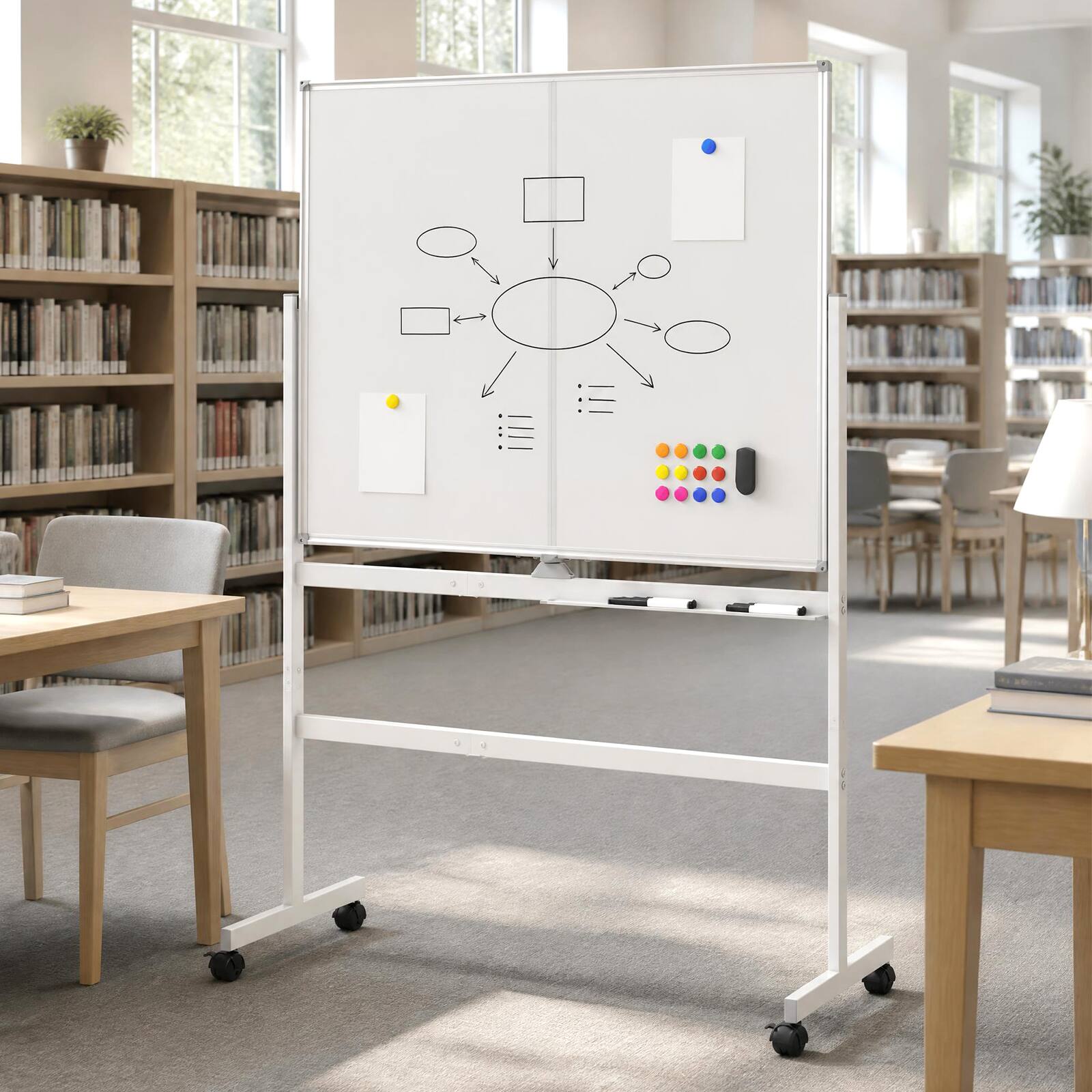 Alt View 4. Costway - Costway 48" x 36" Mobile Board with Lockable Universal Wheels, Rolling Stand for Home - White.