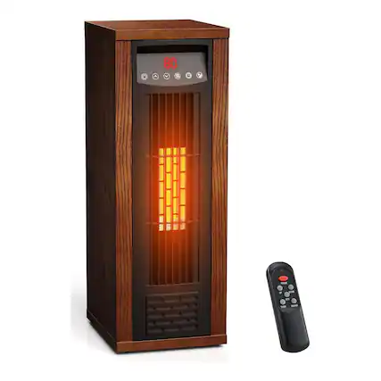 Front. Yardgrace - 1500W Infrared Space Heater Portable Remote Thermostat Fast Quiet Tower Indoor Bedroom Office Home Walnut - Chestnut Color.