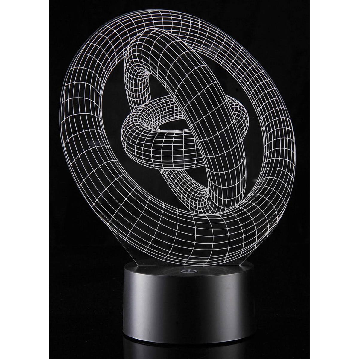 Alt View 2. JuzToys - 3D Night Light for Kids, 3D Ring-In-Ring Laser Cut Precision LED Lights, LED Lamp for Bedrooms and Offices - Black.