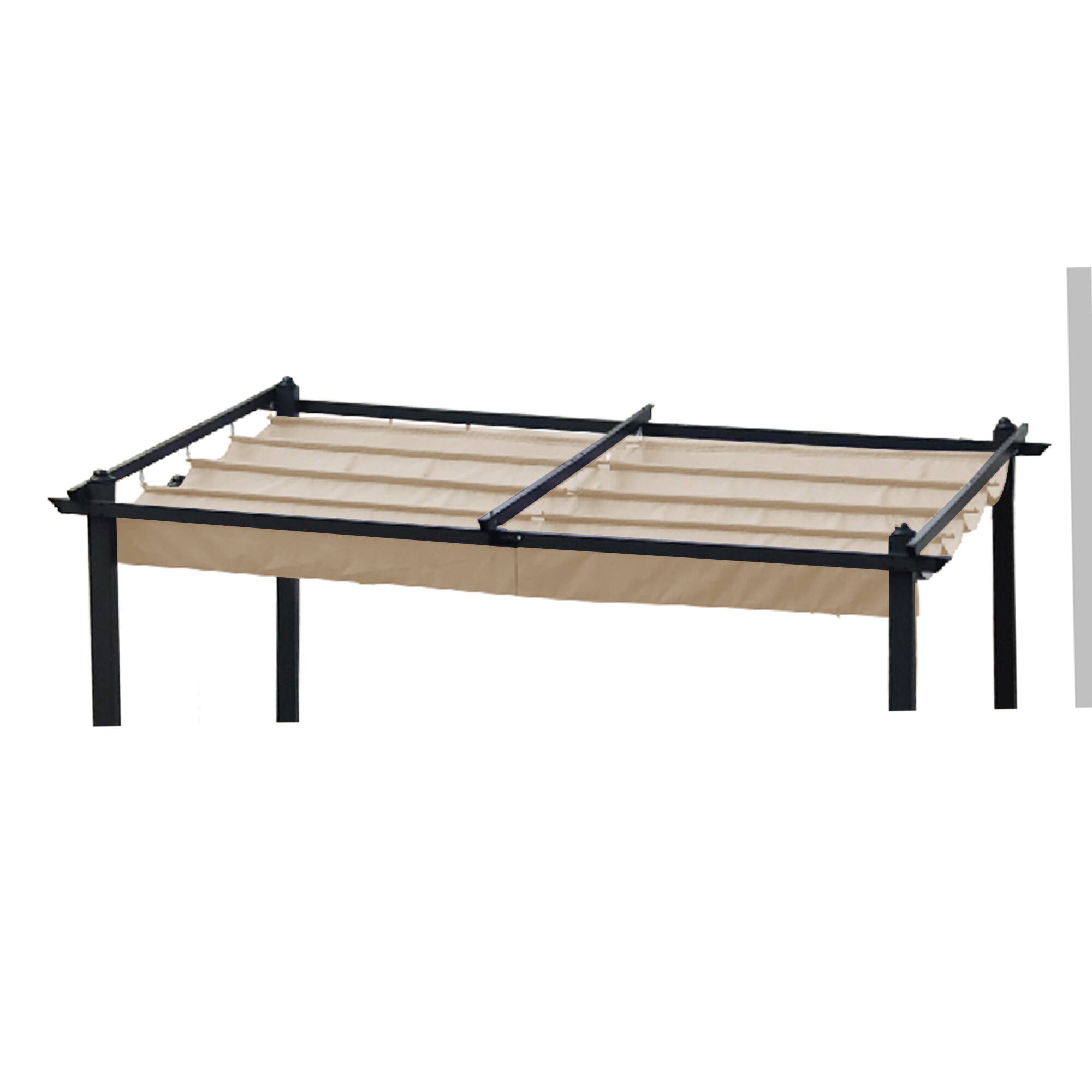 Left. APRILSOUL - Replacement Canopy Top Cover Fabric for 13x10 Ft Outdoor Patio Retractable Pergola Sun-shelter Canopy-Khaki.