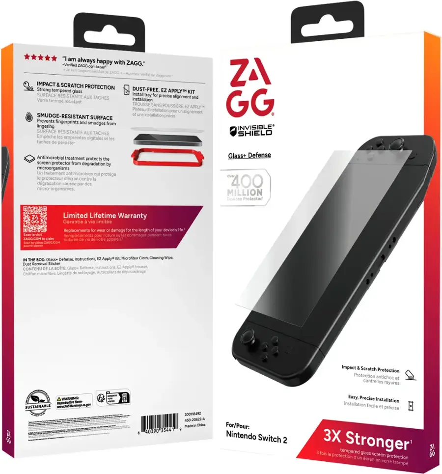 ZAGG InvisibleShield Glass+ Defense Screen Protector for Nintendo ...