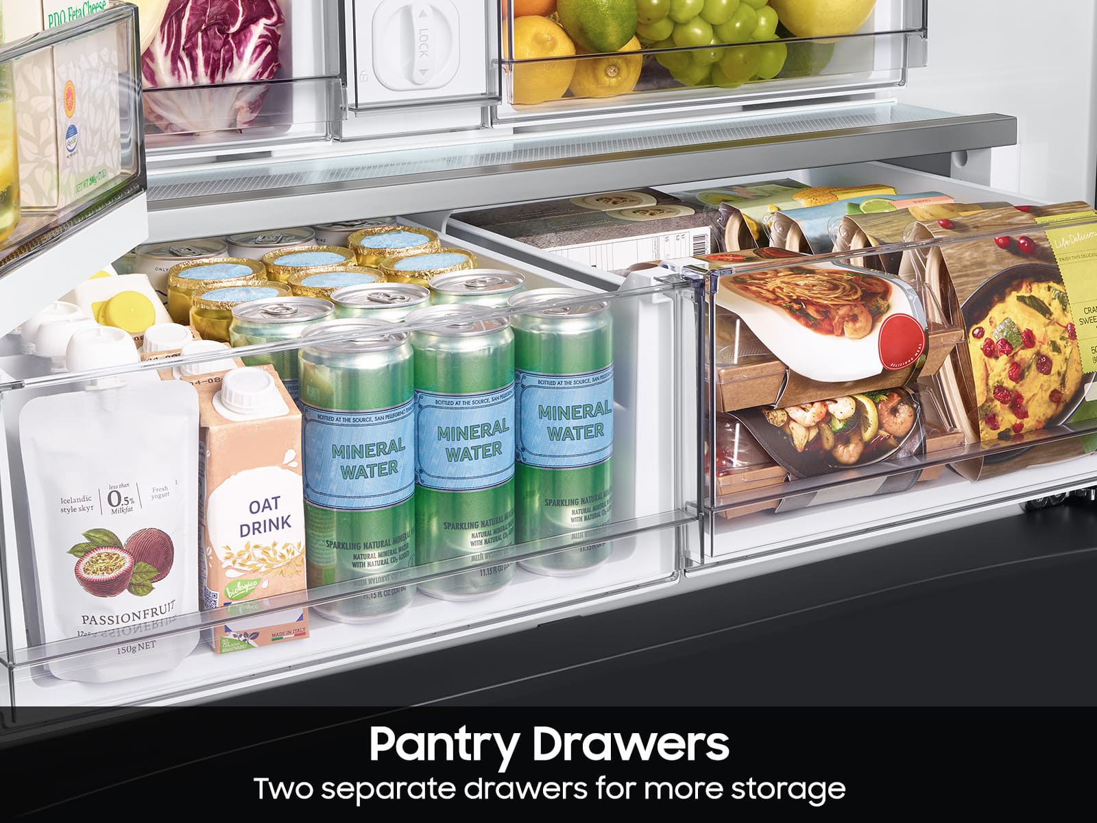 Pantry Drawers: Two separate drawers for more storage.