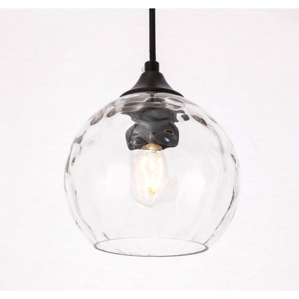 Alt View 3. Living District - Cashel 1 light Black and Clear glass pendant - Black And Clear Glass.