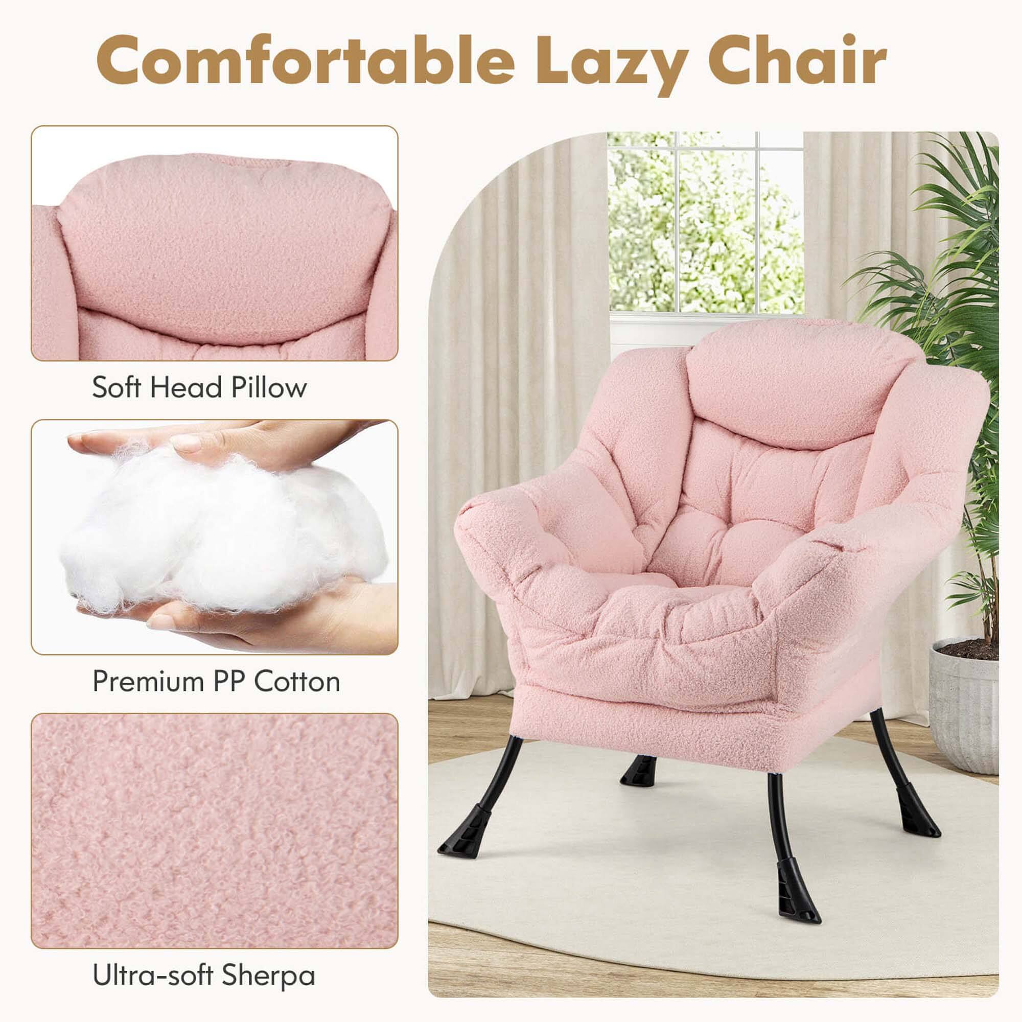 Comfortable Lazy Chair Soft Head Pillow Premium PP Cotton Ultra-soft Sherpa