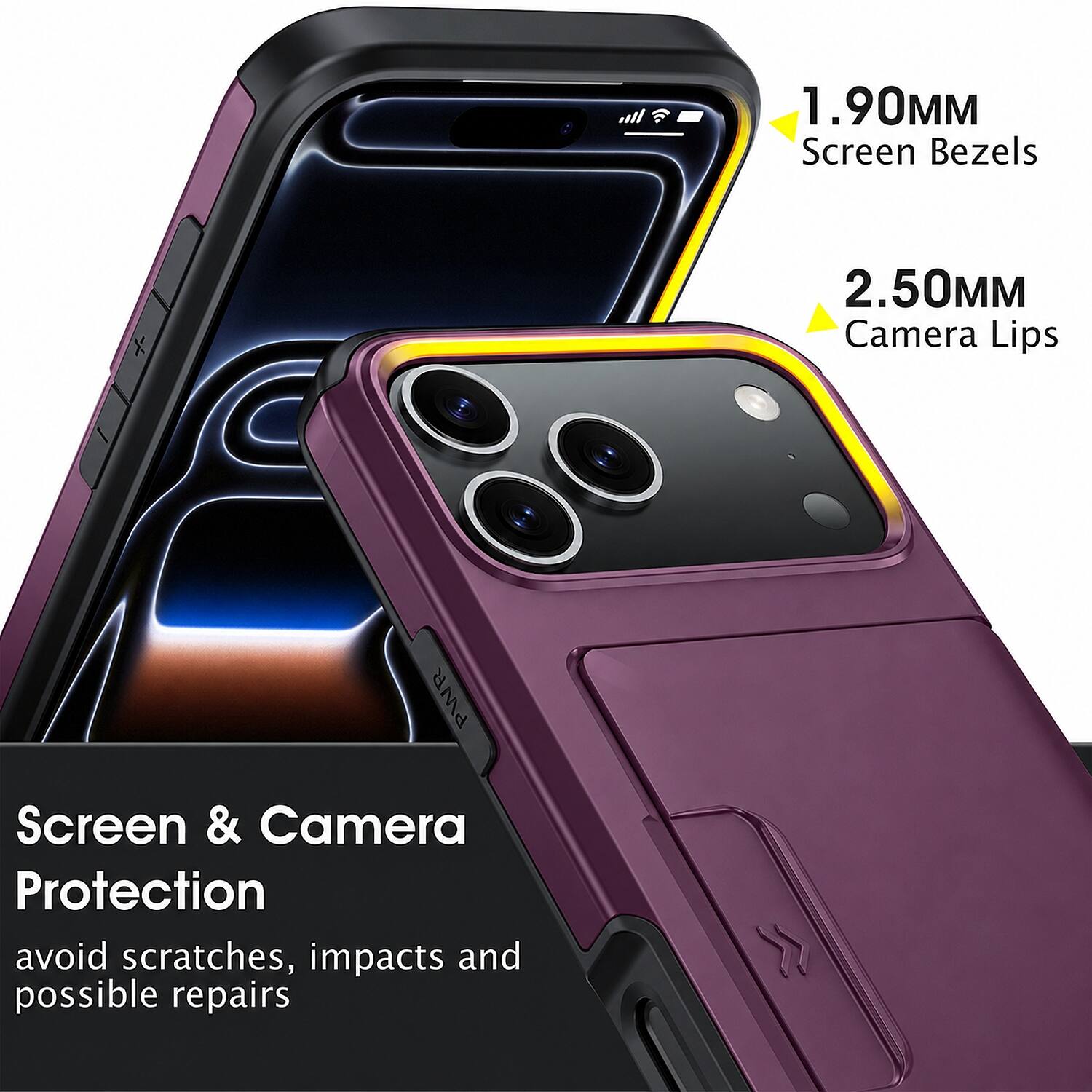 1.90MM Screen Bezels  
2.50MM Camera Lips  
Screen & Camera Protection  
avoid scratches, impacts and possible repairs
