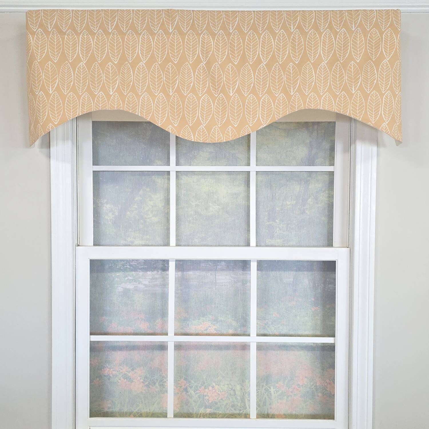 Angle. RLF Home - RLF Home Fall Cornice Valance - 100% Cotton with Ivory Lining 50" x 17"  Tan - Tan.