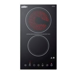 SUMMIT - 12" Wide 230V 2-Burner Radiant Cooktop - Black