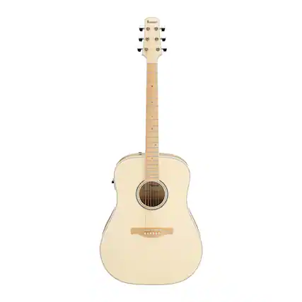 Front. Ibanez - Ibanez AAD77M1E Open Pore Antique White Acoustic Electric Guitar.