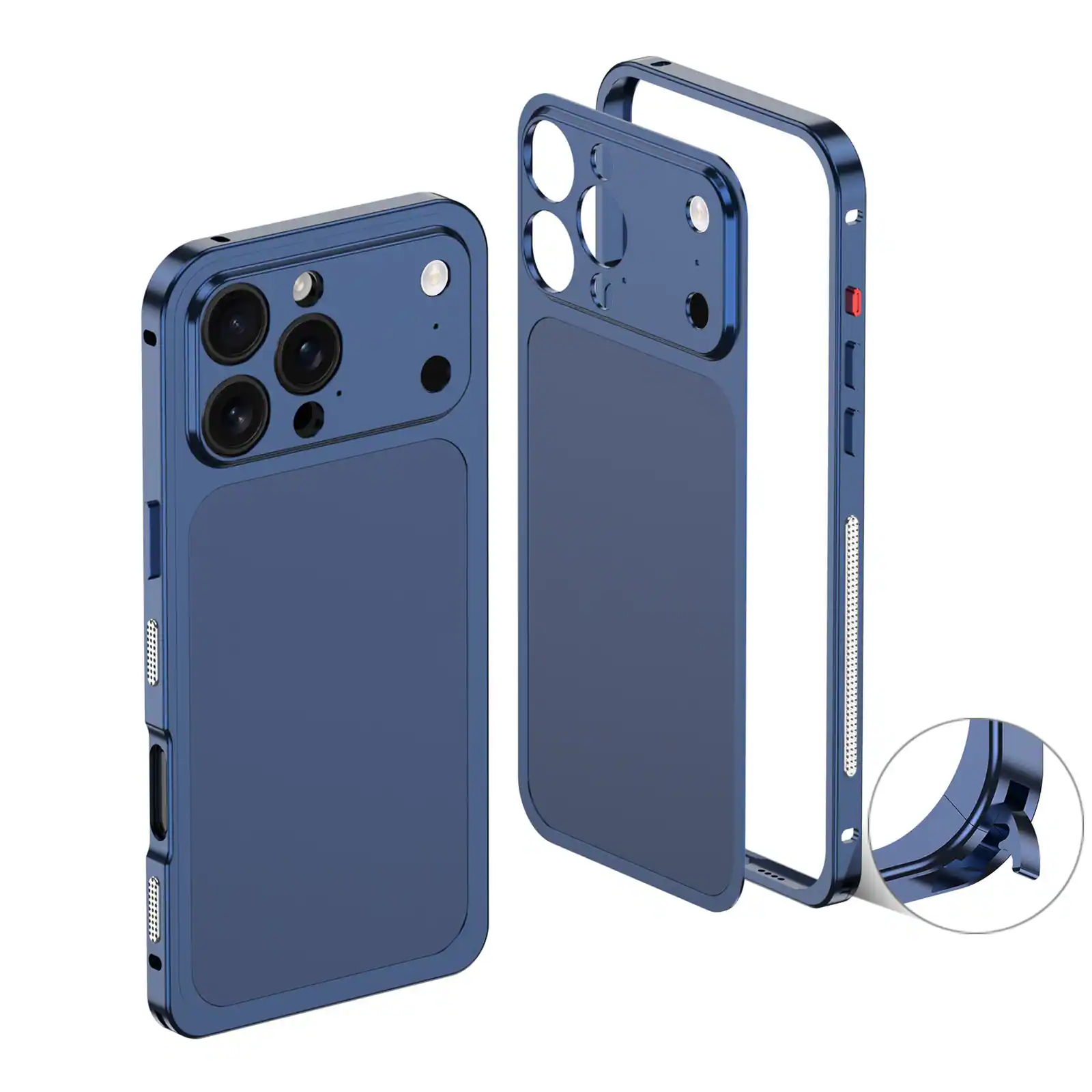 Front. UUCOVER - For Apple iPhone 16 Pro Case Transform to 17 Pro Max New Look, Metal Frame + Matte Back Panel Locking Buckle Phone Cover - Titaniumblue.