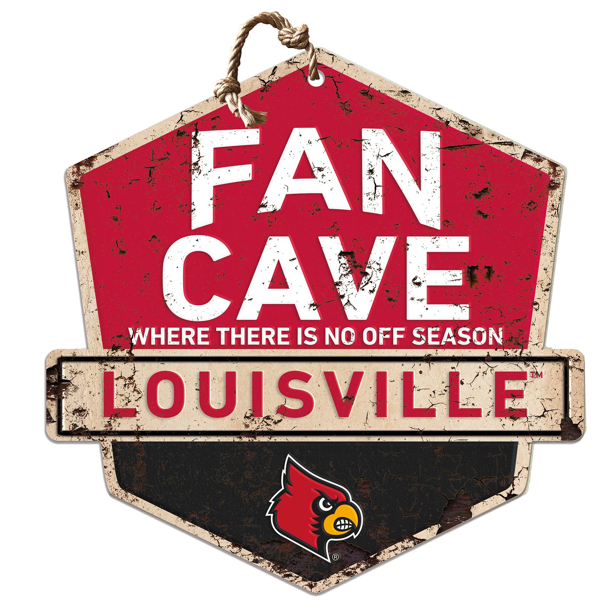 Louisville Cardinals Fan Cave Badge Sign