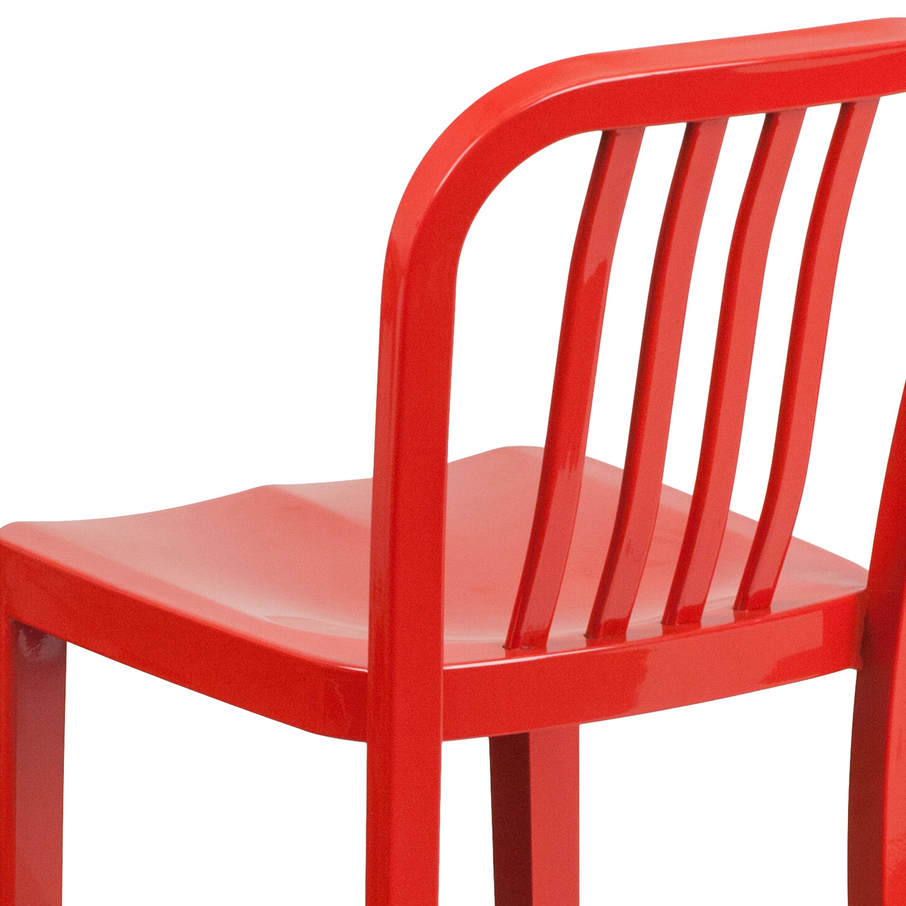 Alt View 9. Emma + Oliver - Commercial Grade 24"H Colorful Metal Indoor-Outdoor Vertical Slat Counter Stool - Red.
