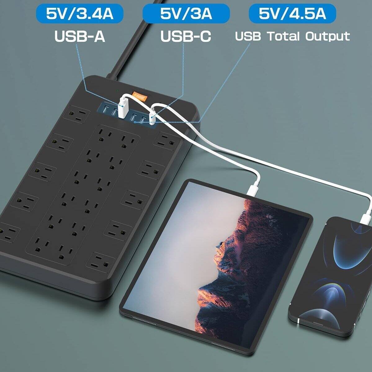 5V/3.4A USB-A  
5V/3A USB-C  
USB Total Output