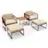 Front. Costway - 5 PCS Acacia Wood Patio Furniture Set with Ottomans Soft Cushions & Coffee Table - Beige + Natural + Black.