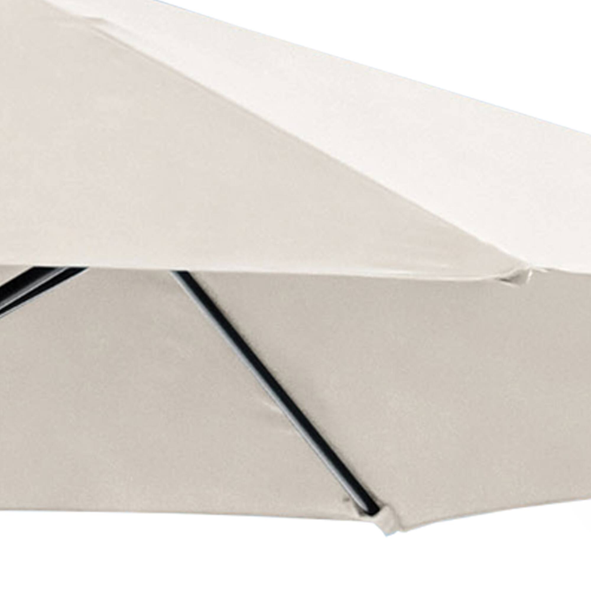 Back. Vaczon - 9-Foot Outdoor Patio Umbrella with Auto Tilt, Fabric Canopy, Steel Frame, 21" Round Base Included - Beige.