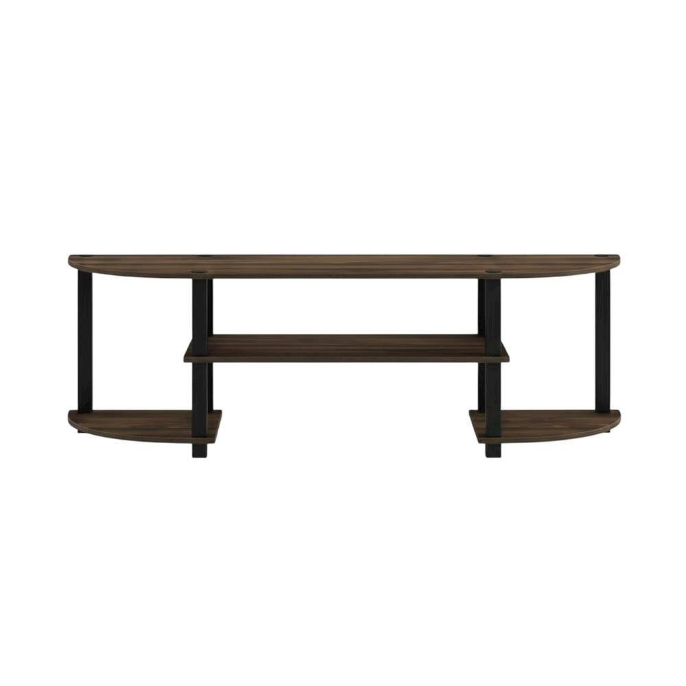 Alt View 3. FurniFact - Walnut and Black TV Stand with Wide Surface and Storage Compartments - Brown Black.