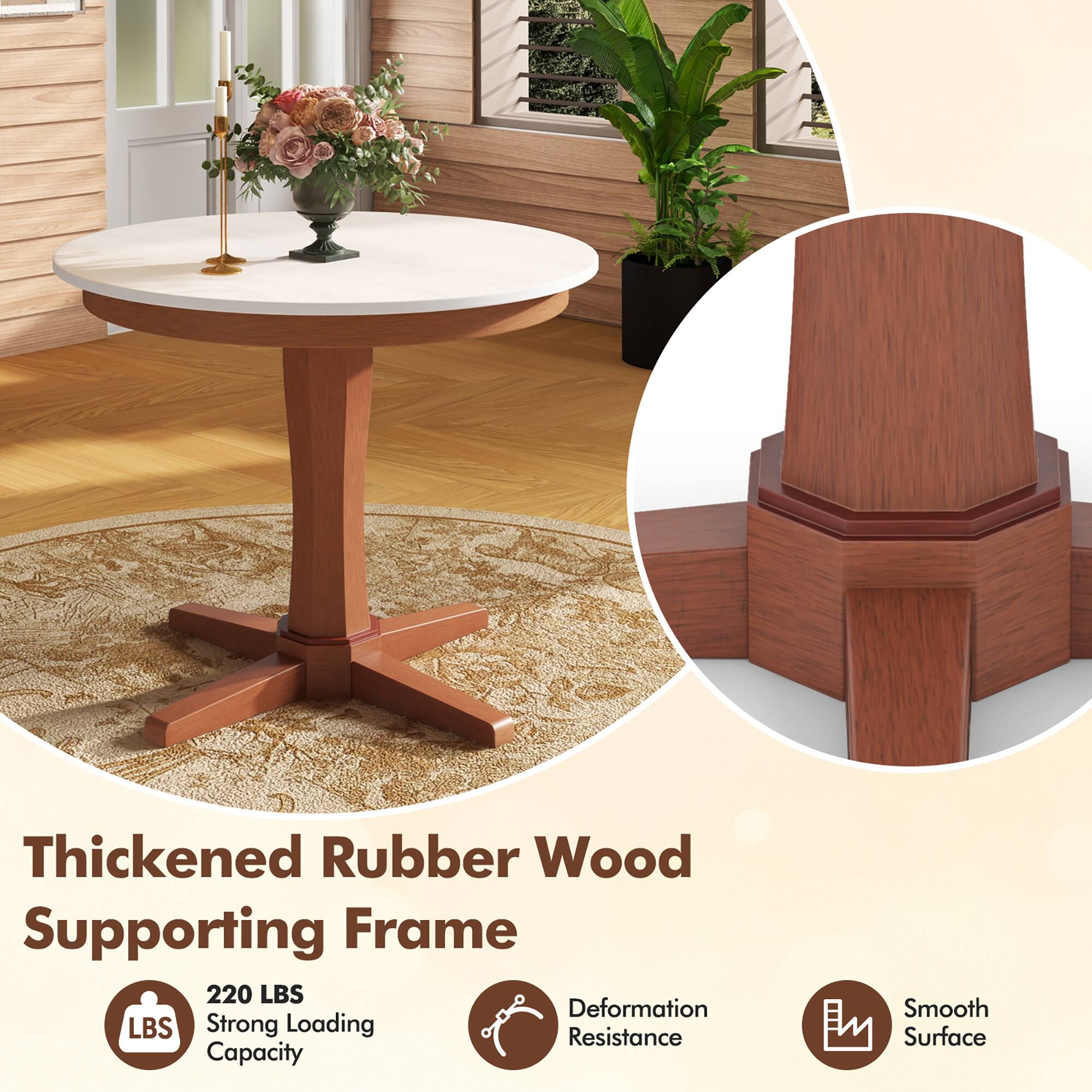 Thickened Rubber Wood Supporting Frame

220 LBS Strong Loading Capacity

Deformation Resistance

Smooth Surface