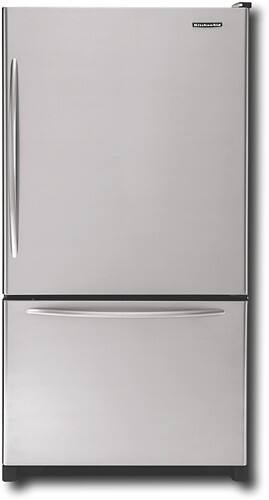Front Standard. KitchenAid - Architect 21.7 Cu. Ft. Bottom-Mount Refrigerator - Stainless-Steel.