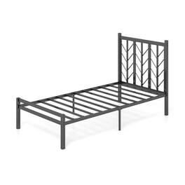 Sugift - Twin Size Platform Bed with Headboard and Metal Frame-Twin Size - Black