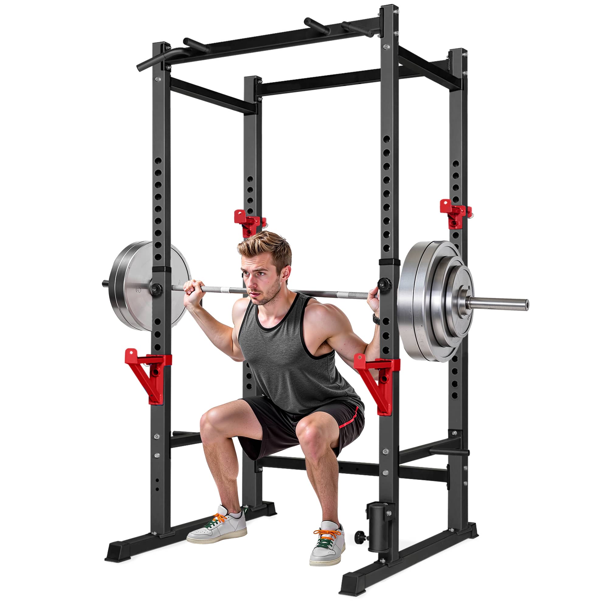 Brick Attic - 1000LB Capacity Power Rack, Rack Cage for Weight Training, Adjustable Squat Stand Rack for Home Gym Equipment - Black