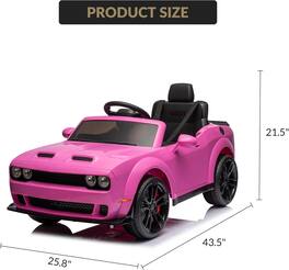 Homhougo - 12V Dodge Challenger Ride-On Sports Car for Kids, Parent Remote, LED Lights