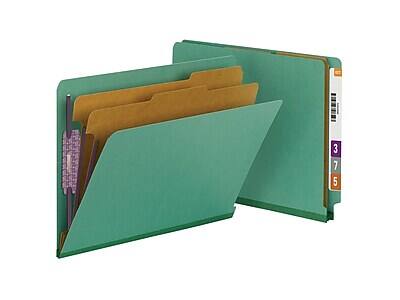 Alt View 1. Smead - SafeSHIELD 50% Recycled Heavy Duty Pressboard Classification Folder, 2-Dividers, 2" Expansion, Letter Size,10/Box - Green.
