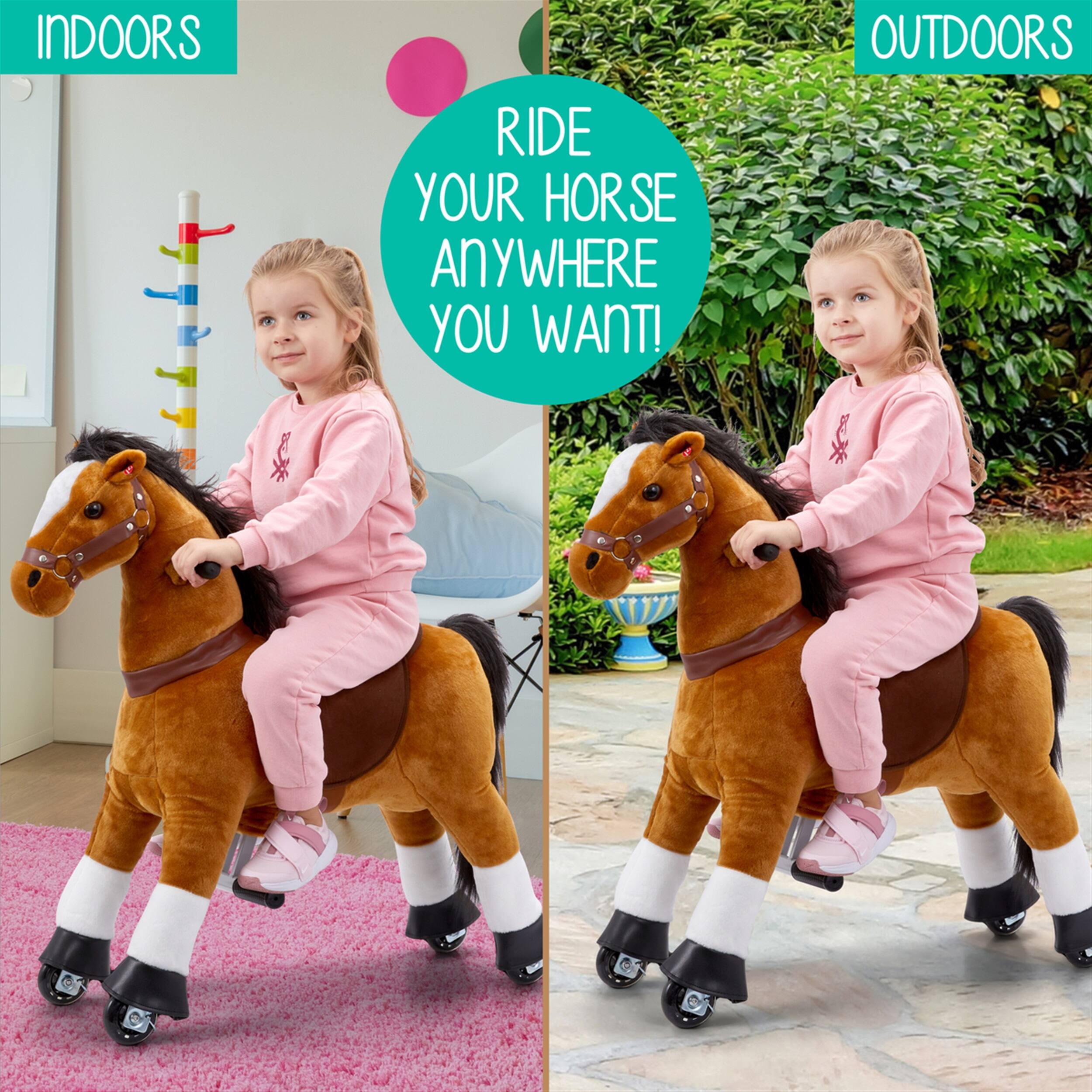 Indoors: RIDE YOUR HORSE ANYWHERE YOU WANT!
Outdoors: RIDE YOUR HORSE ANYWHERE YOU WANT!