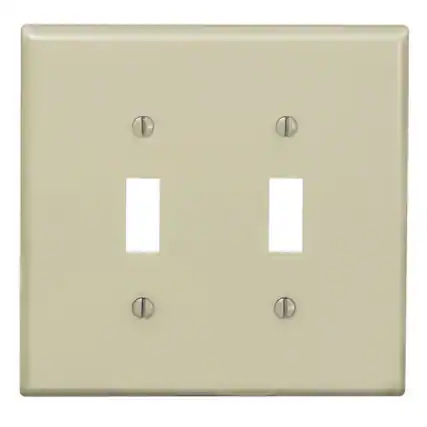 Front. Leviton - Leviton Ivory 2 gang Nylon Toggle Wall Plate 1 pk (Case of 25) - Ivory.