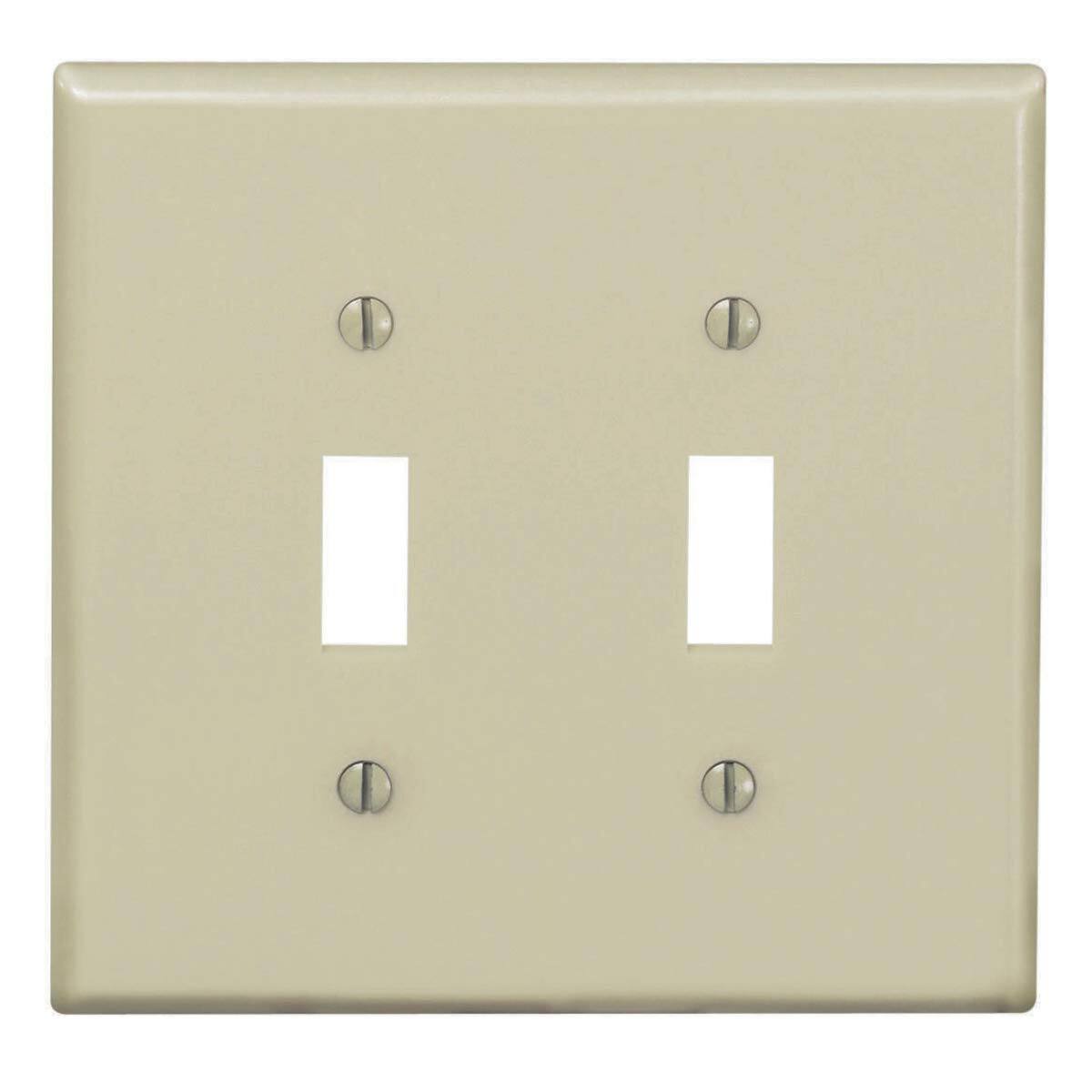 Front. Leviton - Leviton Ivory 2 gang Nylon Toggle Wall Plate 1 pk (Case of 25) - Ivory.