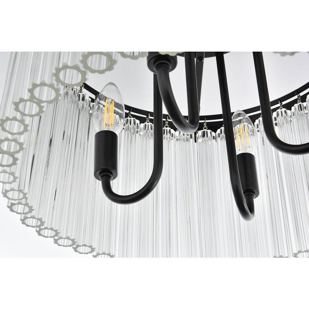 Alt View 2. Elegant Lighting - Harlow 16 Inch Flush Mount Ceiling Light In Black - Black And Clear.