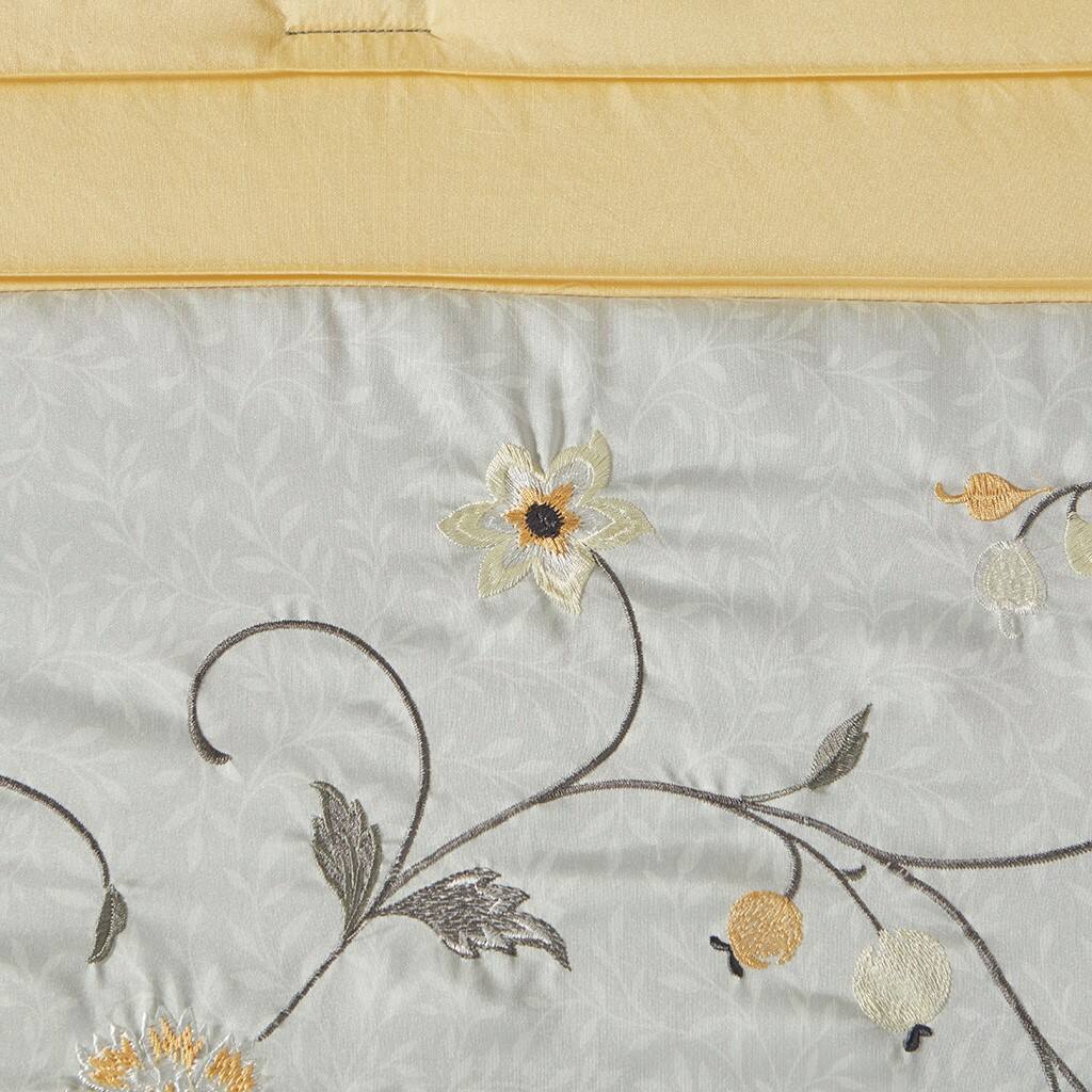 Alt View 5. Gracie Mills - Gracie Mills Rogelio 7-Piece Transitional Embroidered Comforter Set - Yellow.