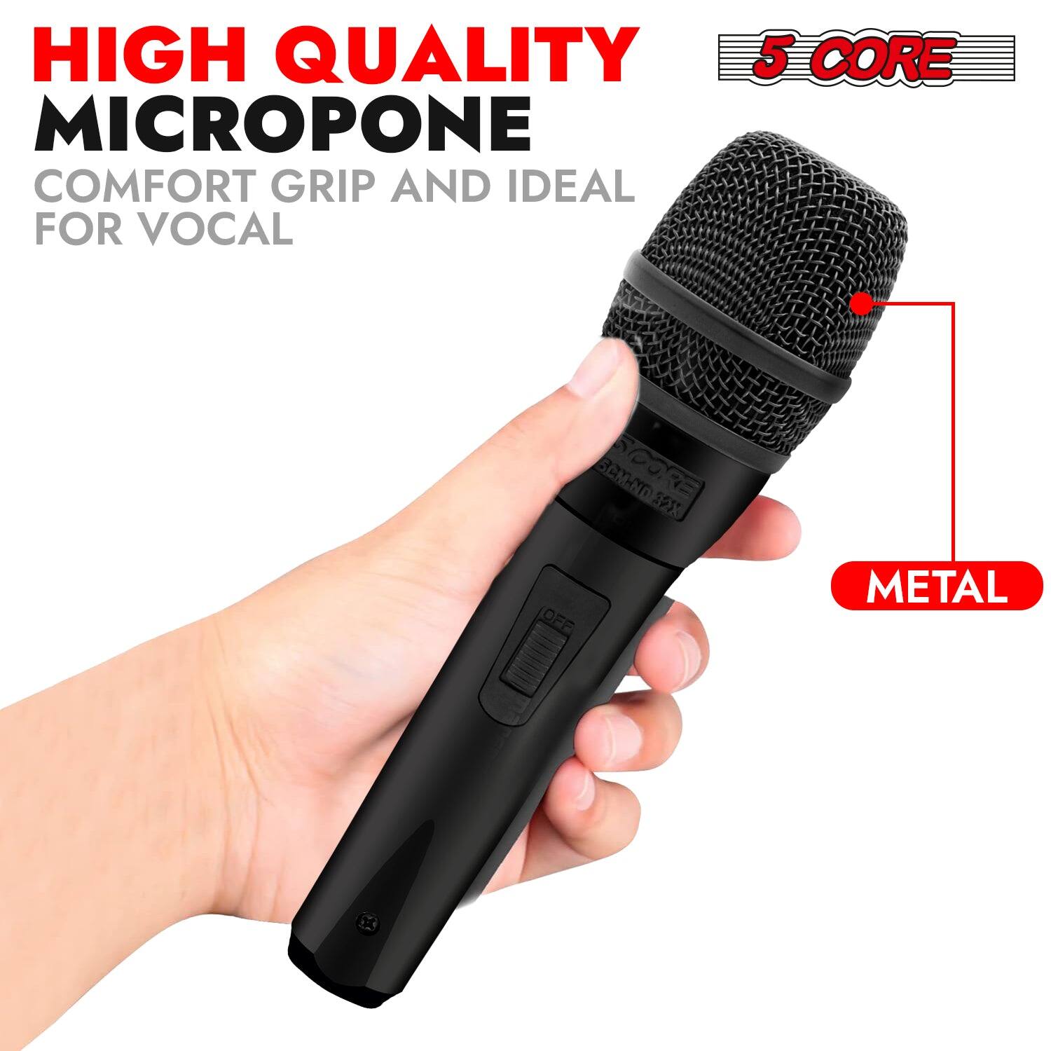 HIGH QUALITY 5 CORE MICROPHONE WITH COMFORT GRIP AND IDEAL FOR VOCAL.