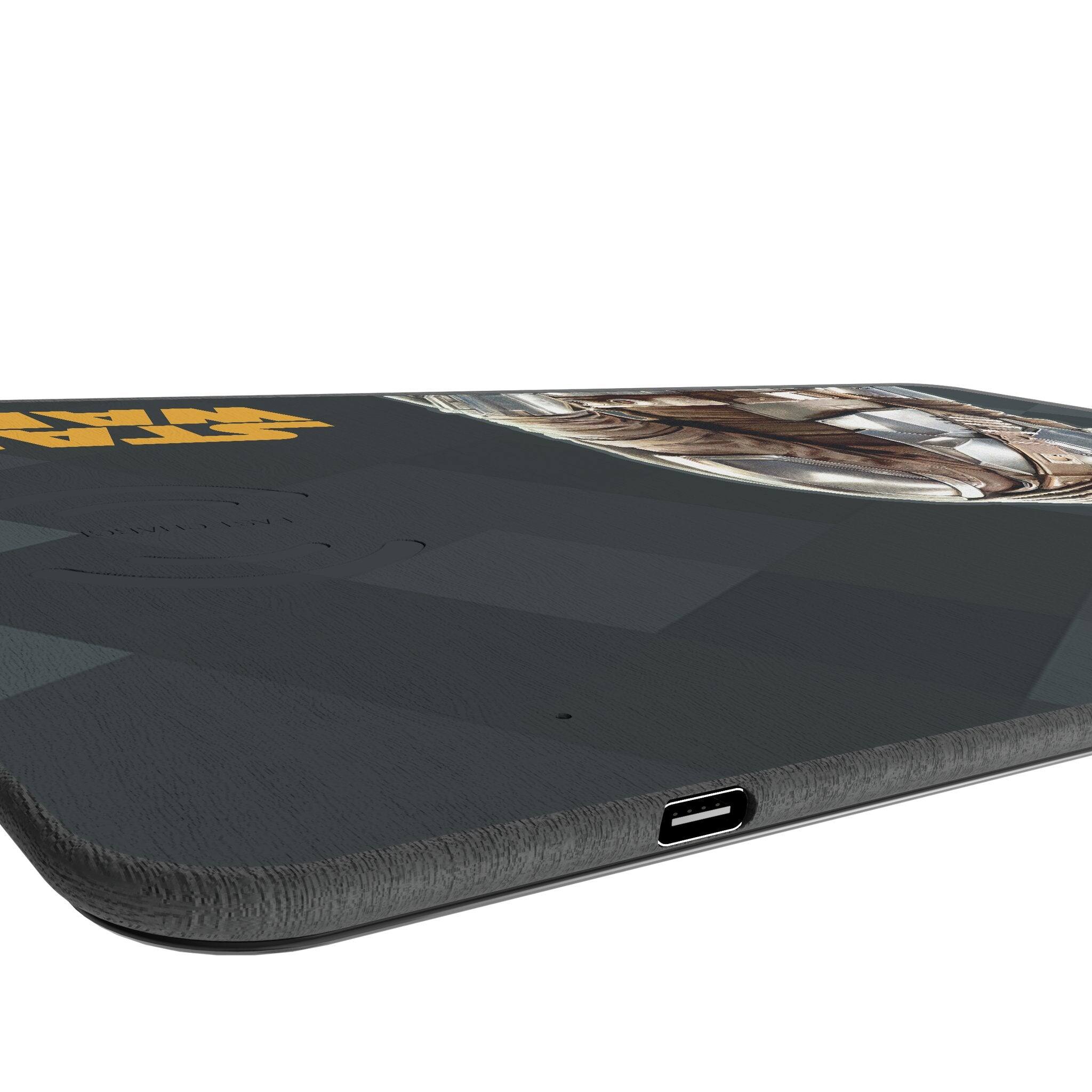 Left. Keyscaper - Star Wars: The Mandalorian Color Block 15-Watt Wireless Charger and Mouse Pad - Din Djarin.