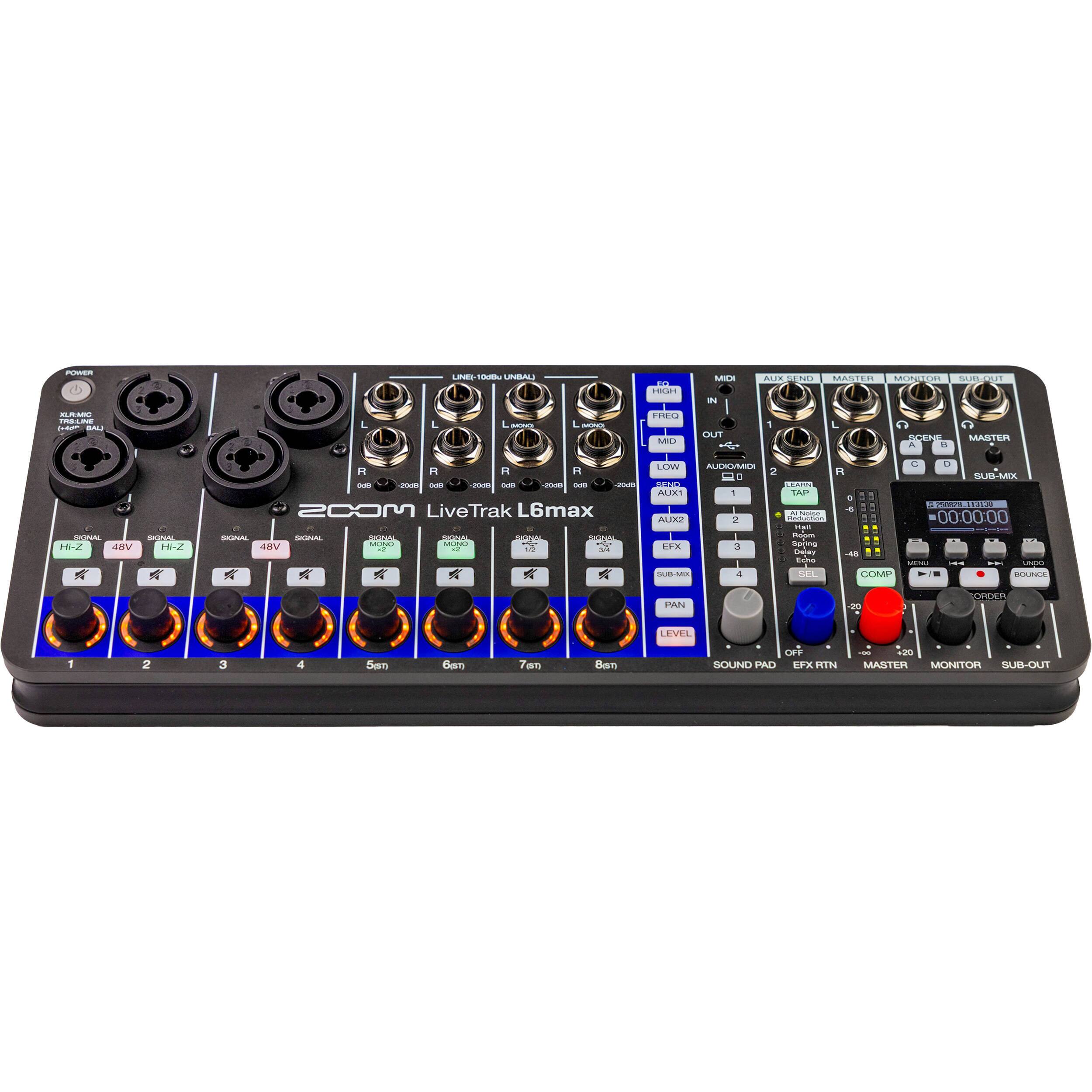Zoom LiveTrak L6max Portable 12 Channel Mixer and Recorder Bundle